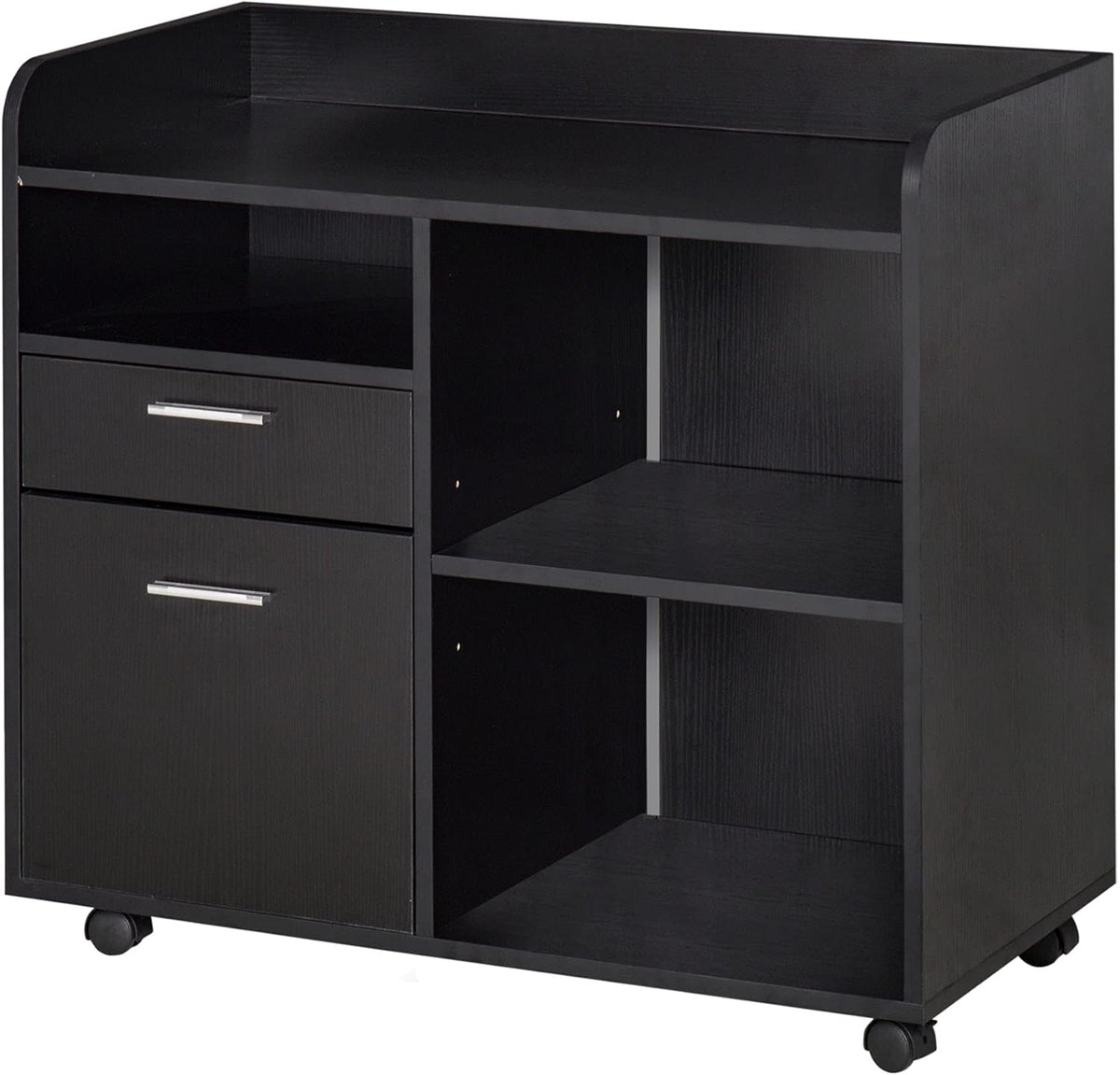 White Mobile Filing Cabinet with 2 Drawers and 3 Shelves J19618