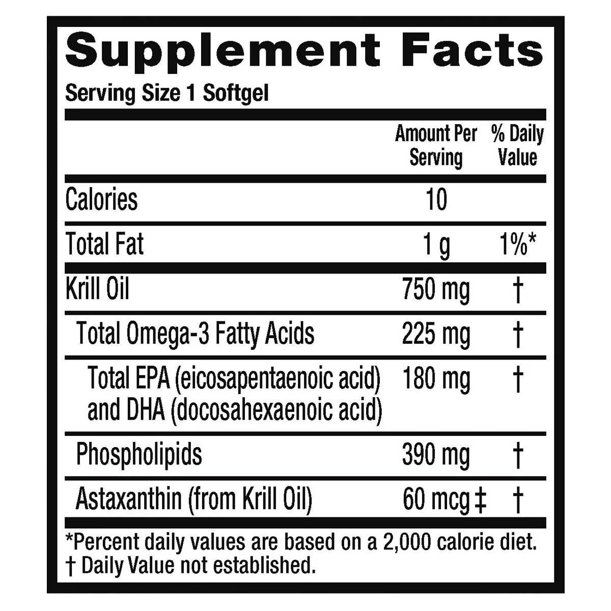 750mg Omega-3 Krill Oil, 80 softgels O985612