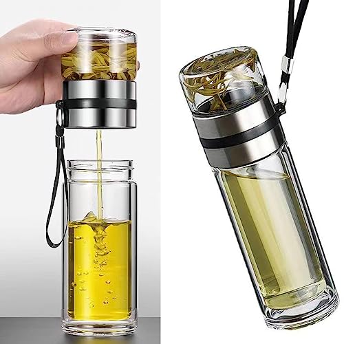 Glass Tea Infuser Bottle Double Wall 15oz Q69785