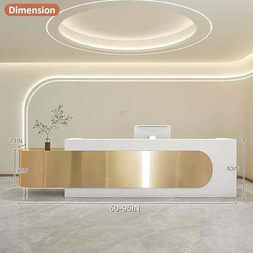 Reception Desk with LED Lights & Glass Top and Lockable Drawer (64IN) O8632