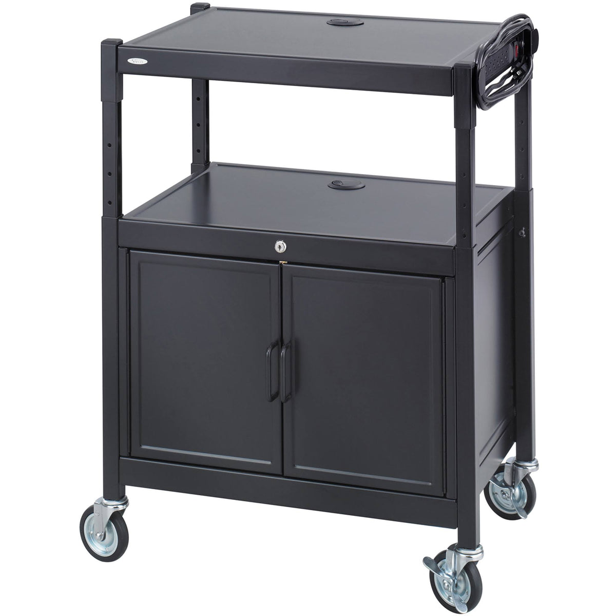 Steel Adjustable AV Cart with Cabinet D369954