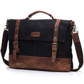 Waxed Canvas Leather Laptop Messenger Bag 15.6" B49250