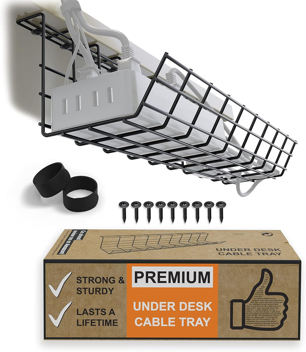 Black Under Desk Cable Management Tray Set of 4 O444