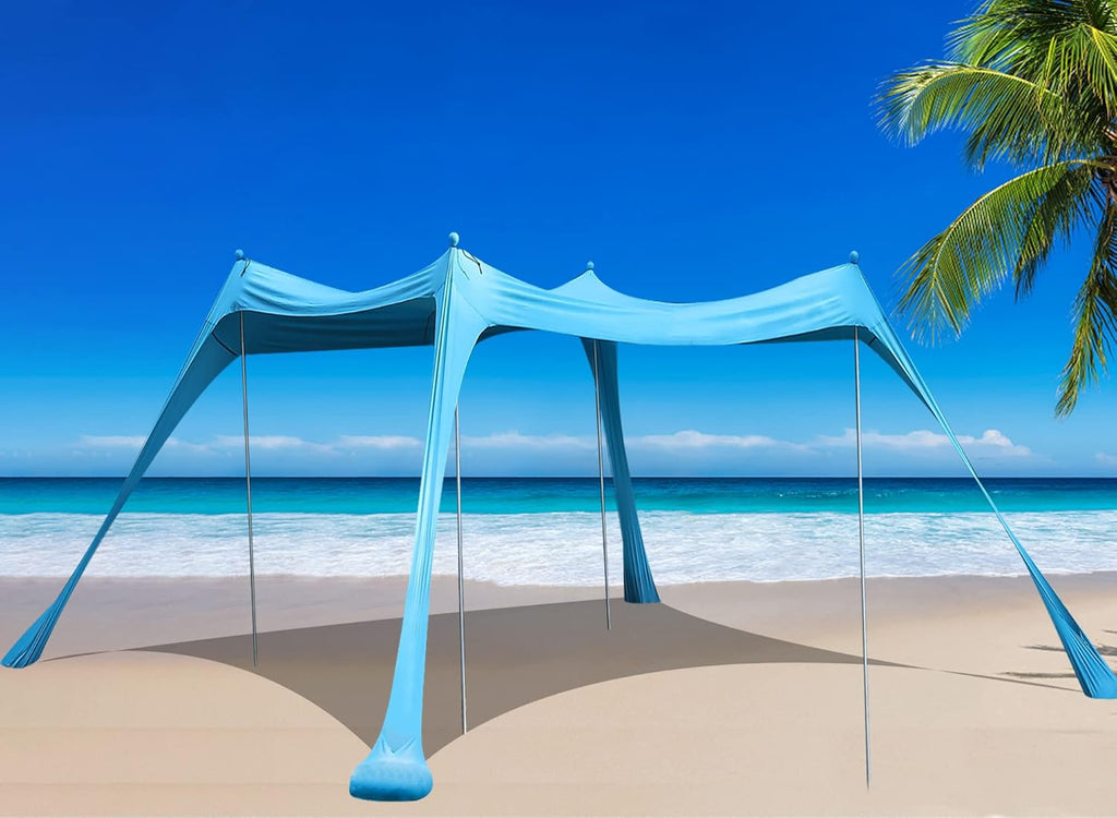 Beach Tent Sunshade Pop Up Sun Shelter with Carry Bag Y698597