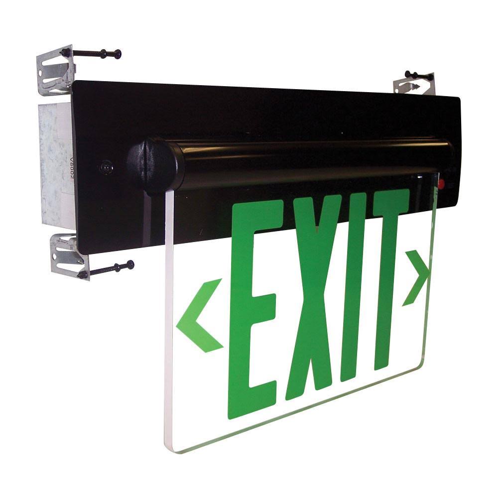 Green LED Single Face Recessed Edge-lit Exit P30801