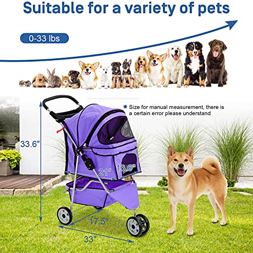 Pink 3 Wheels Pet Stroller T706