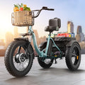 Electric Tricycle 20" Fat Tire 3 Wheel Folding with Large Rear Basket W100