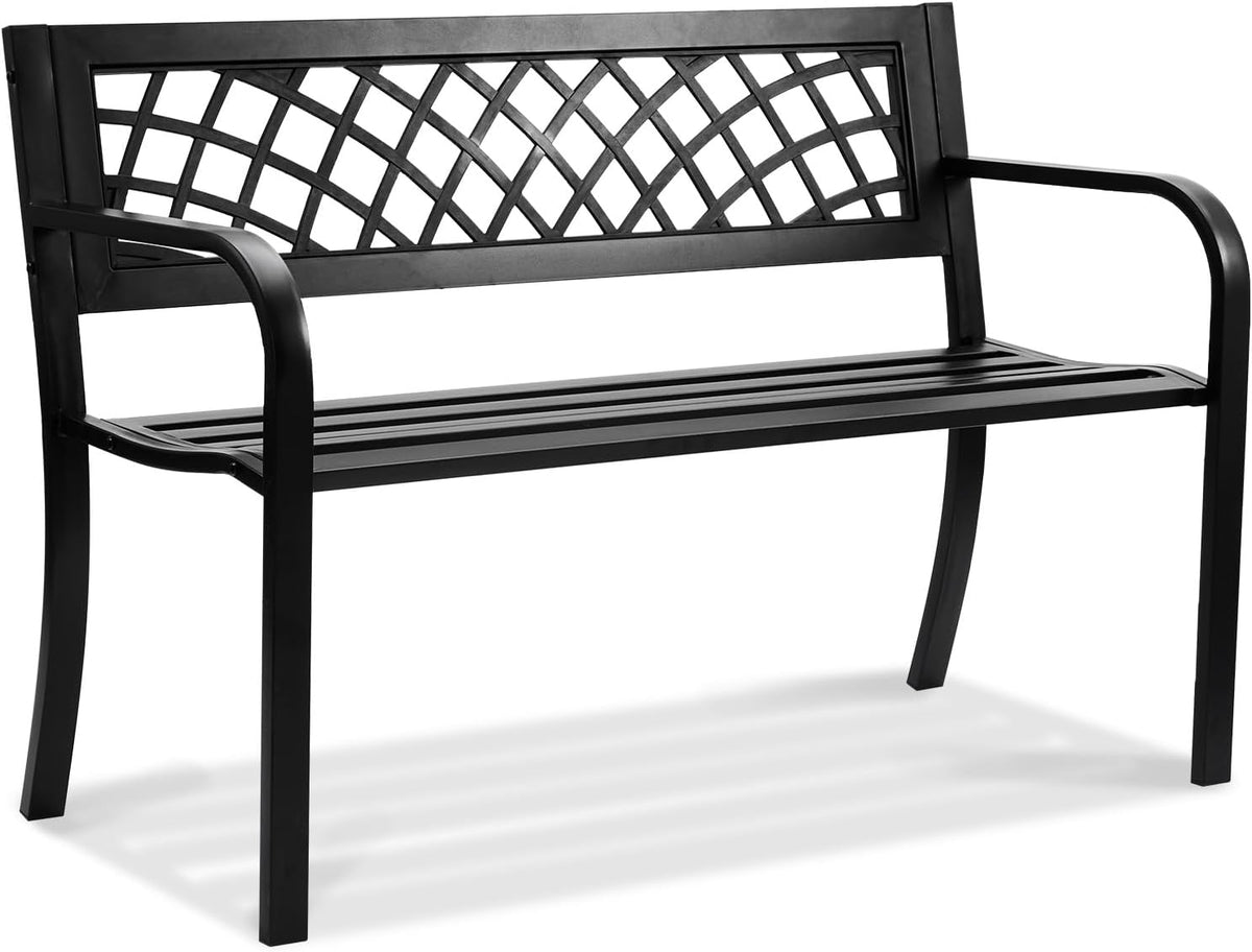 46 inches Metal Garden Bench with Backrest and Armrests G3630