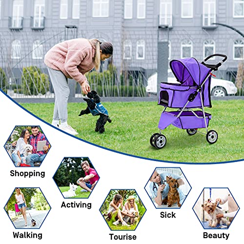 Pink 3 Wheels Pet Stroller T706