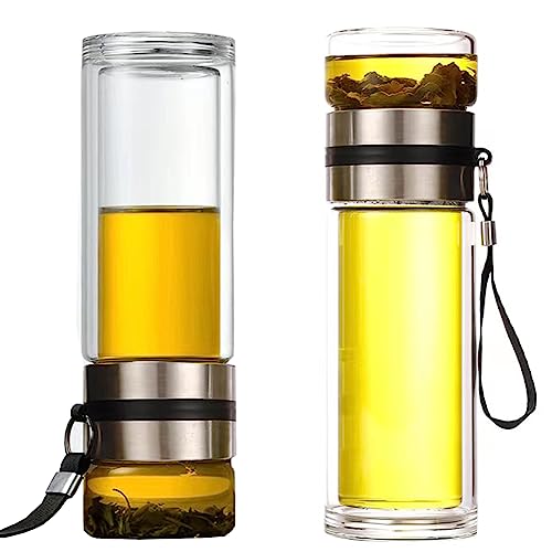 Glass Tea Infuser Bottle Double Wall 15oz Q69785