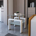 Glass Top End Table with Storage White R192