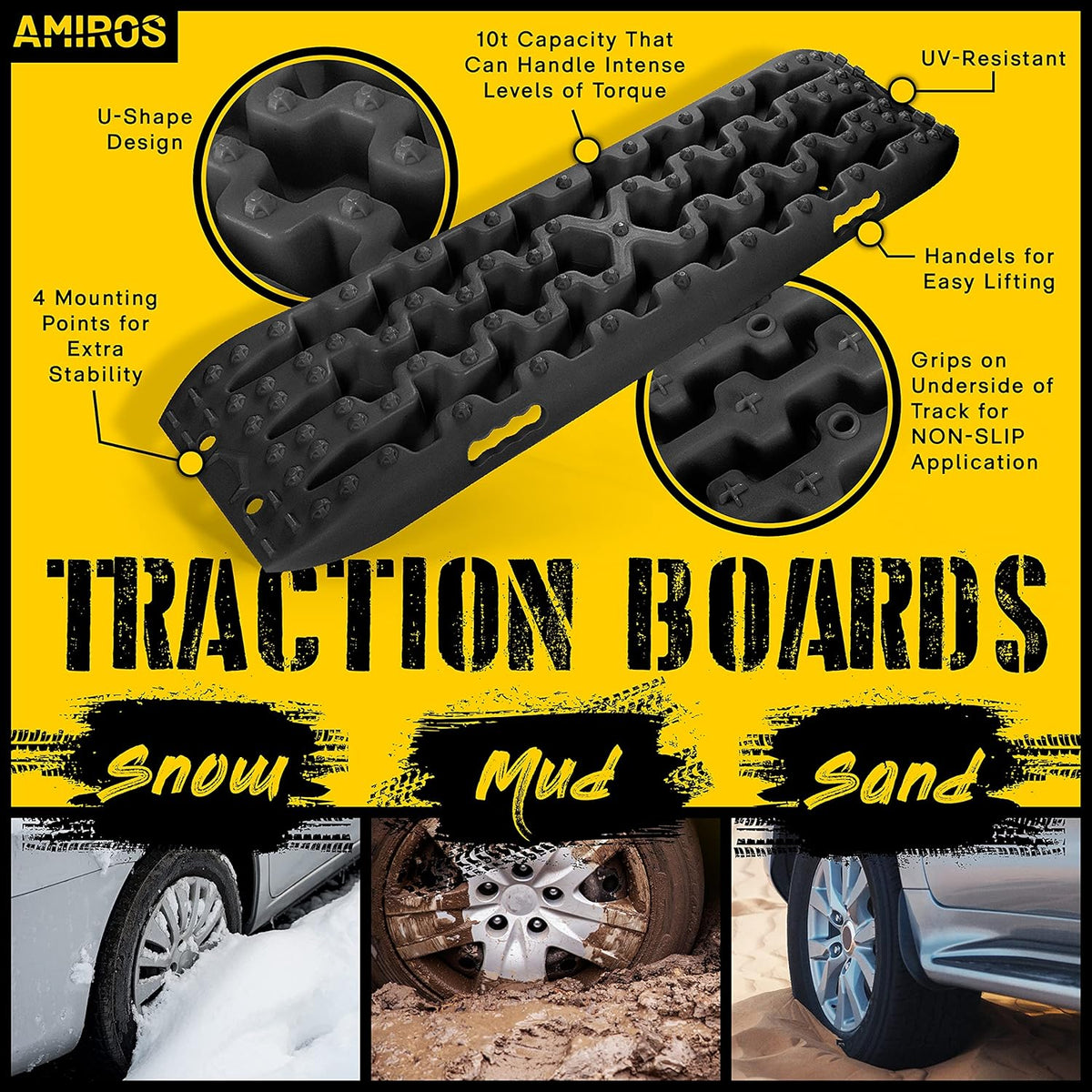 Traction Board with Folding Shovel, 10T Capacity, Set of 2 Tracks with Trowel & Travel Bag G8597