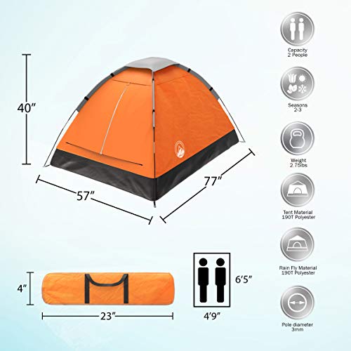 2-Person Camping Tent with Rain Fly and Carrying Bag X9044