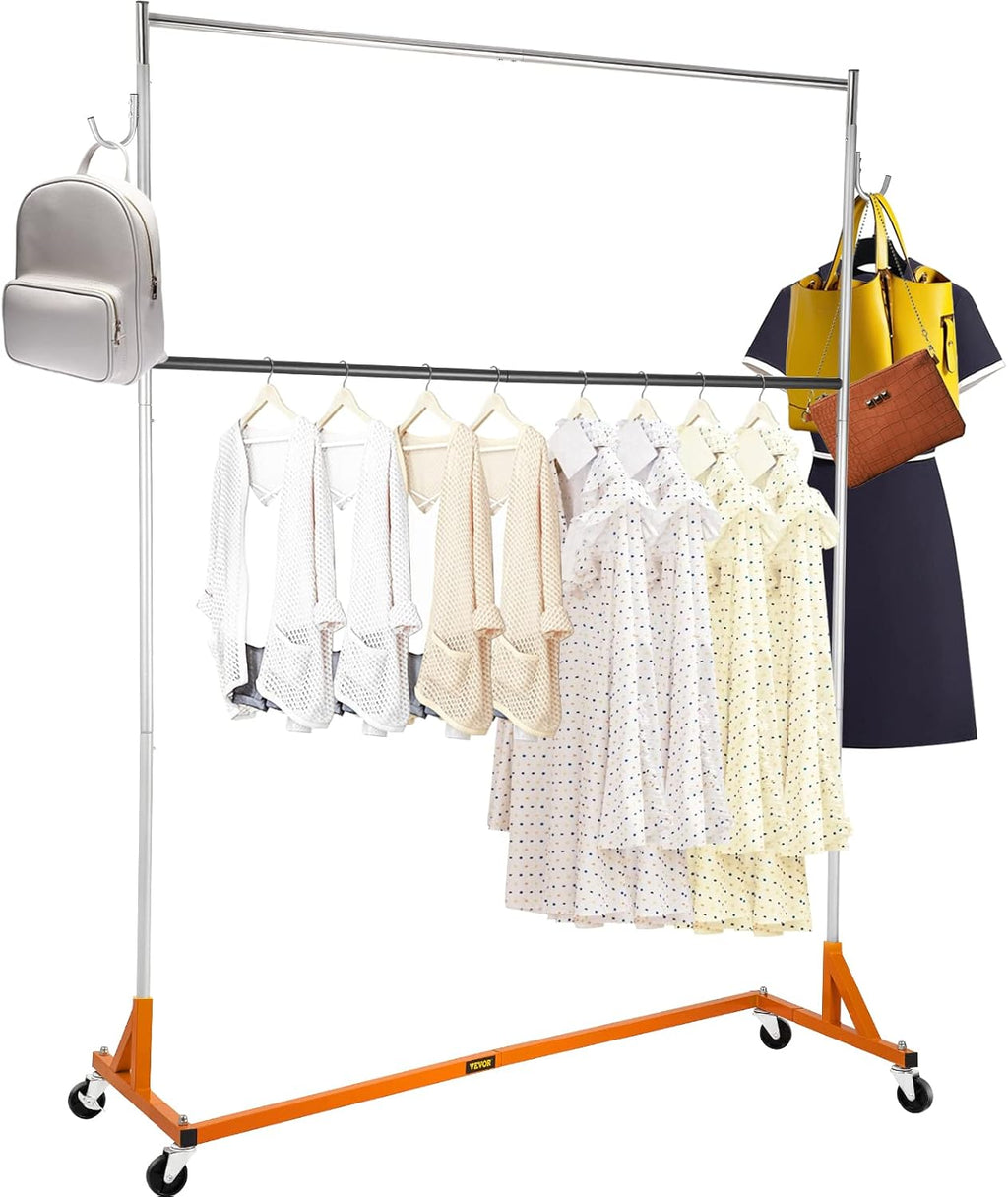 Height Adjustable Rolling Steel Garment Rack with Lockable Casters A649683
