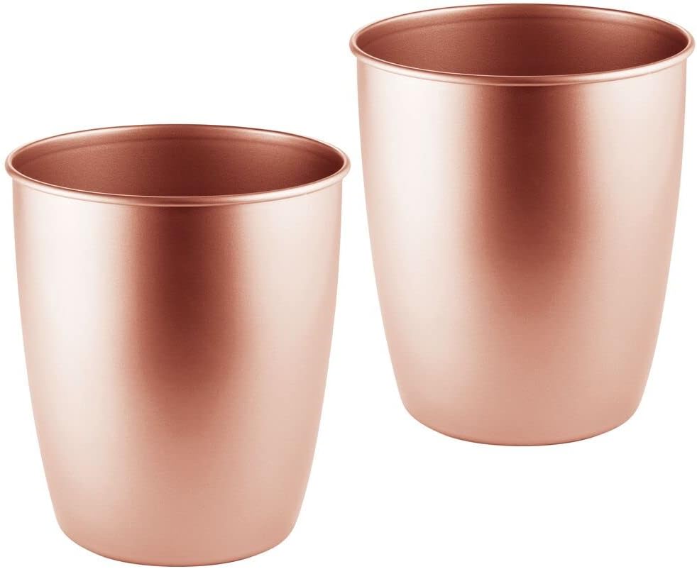 Round Metal Small Trash Can Wastebasket Bin 2 Pack Bronze T44530