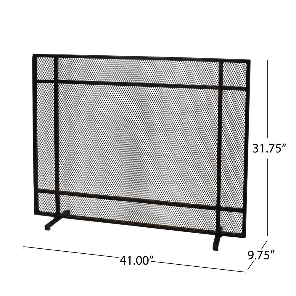 Black Single Panel Iron Firescreen M54172