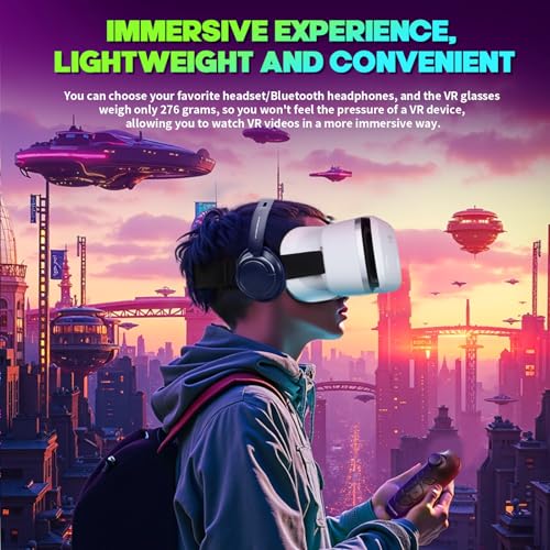 VR Headset with Bluetooth Controller, Aspheric HD Lens, Adjustable Focus & IPD K3354