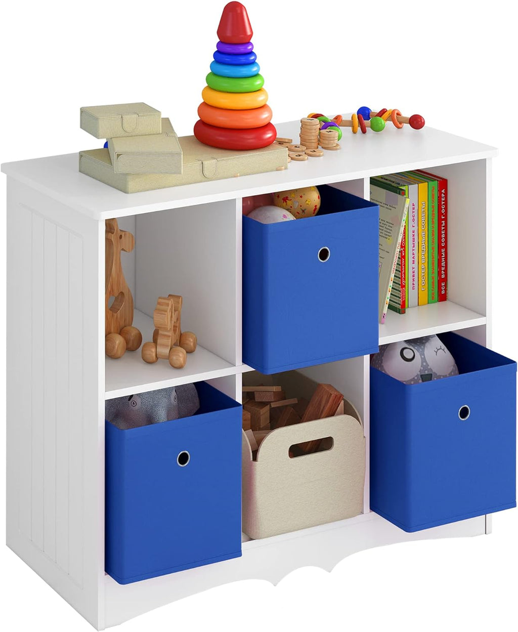 Kids Toy Storage Cubby, Bookshelf with 6 Storage Drawers T622