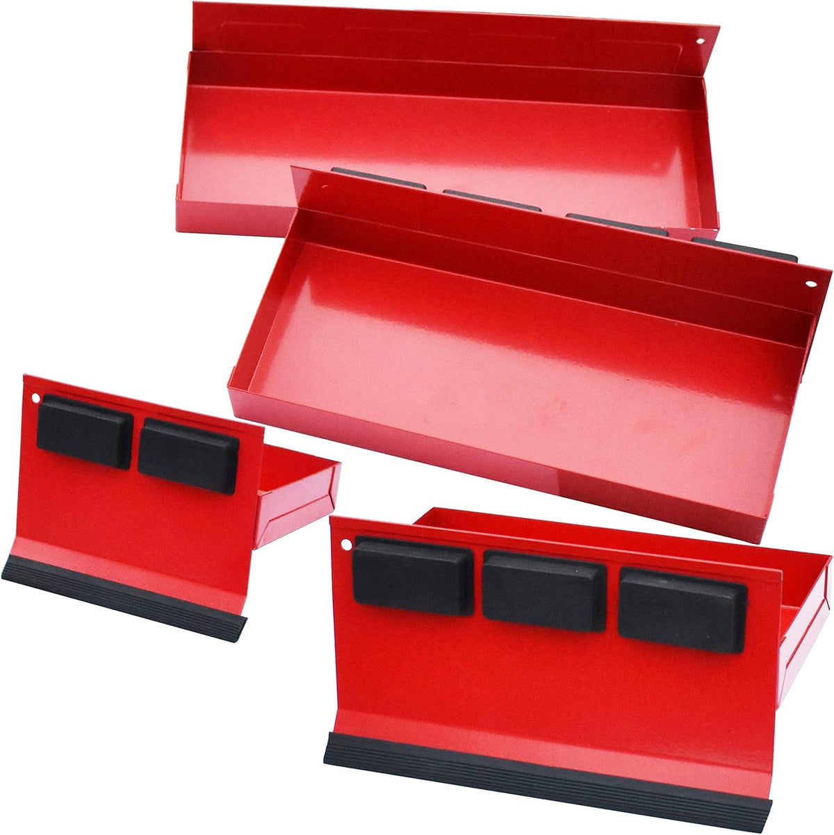 Magnetic Shelf 4-Pcs Set - Red Metal Tool Box with Strong Magnets - Pack of 2 M233182
