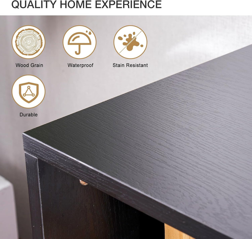Black 79 inch Fireplace TV Stand with Electric Fireplace M1368