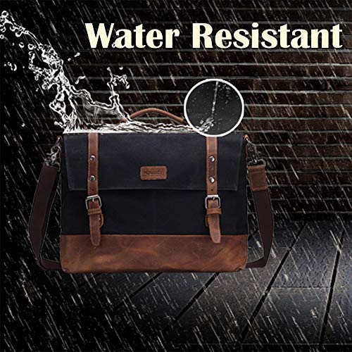 Waxed Canvas Leather Laptop Messenger Bag 15.6" B49250