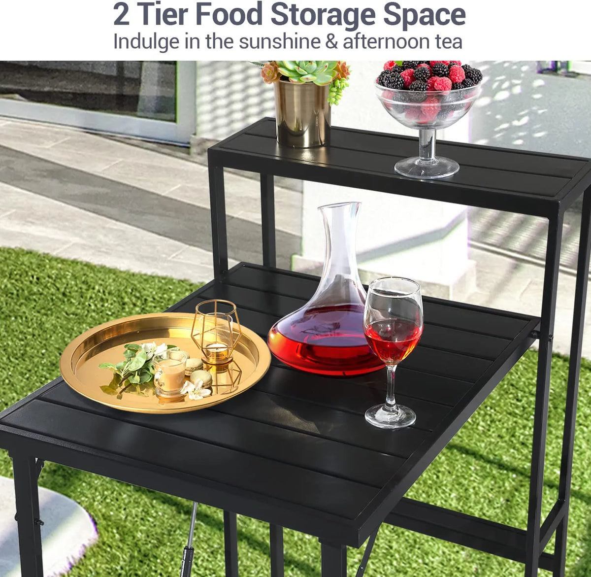 3 Piece Outdoor Folding Bistro Set with Coffee Table S622813