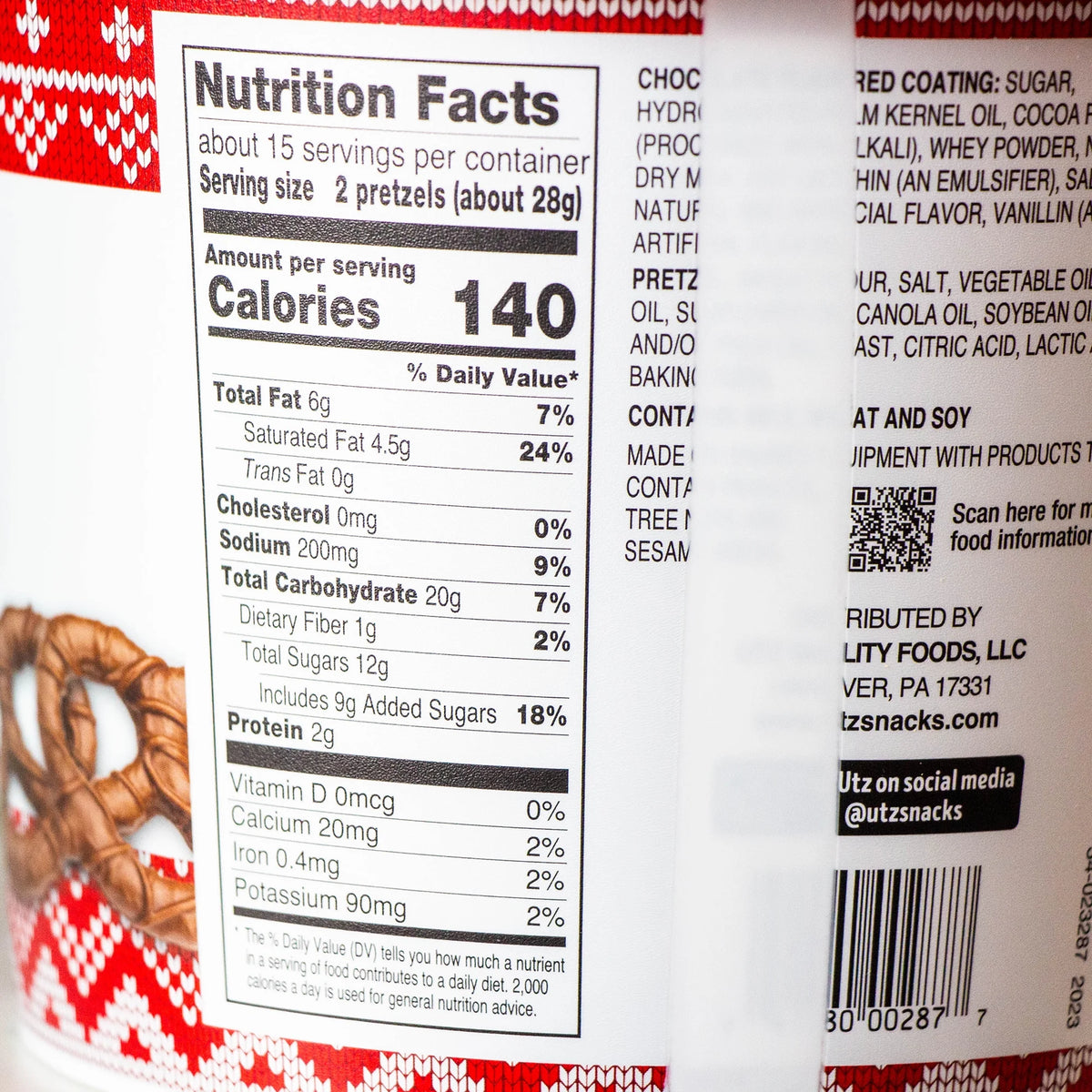 Chocolate Flavored Covered Holiday Pretzels (3, 15oz barrels) - Sweet and Salty Kettle Popcorn (1, 5.5oz) - 4 Items Total S5350