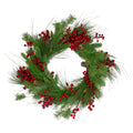 24-Inch Mixed Pine and Red Berry Artificial Christmas Wreath M8834