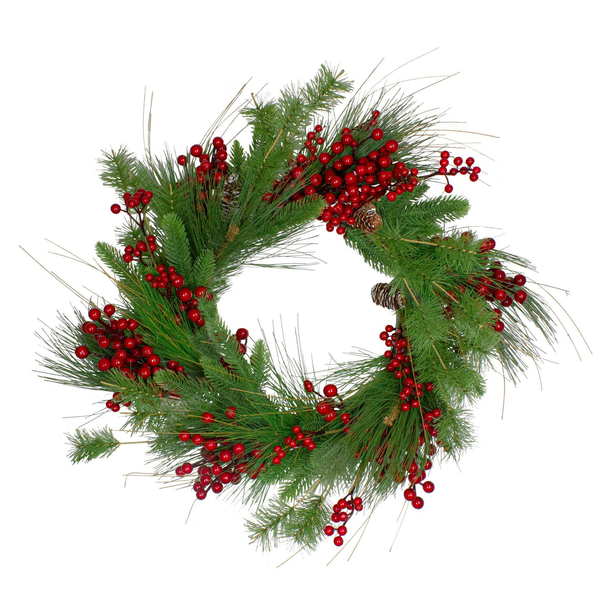 24-Inch Mixed Pine and Red Berry Artificial Christmas Wreath M8834