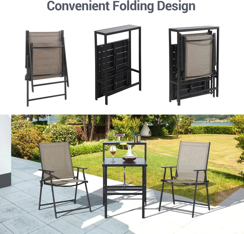 3 Piece Outdoor Folding Bistro Set with Coffee Table S622813