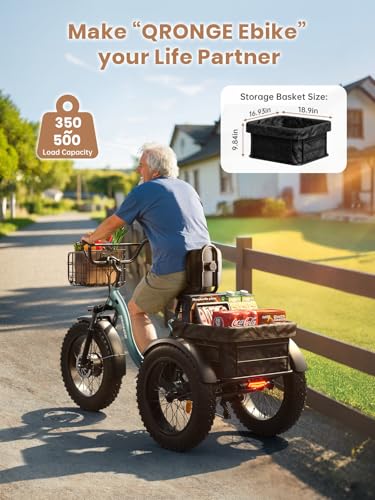 Electric Tricycle 20" Fat Tire 3 Wheel Folding with Large Rear Basket W100
