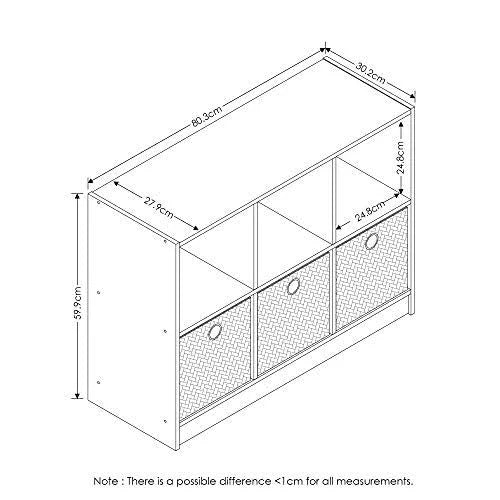 Americano Medium Brown 3x2 Bookcase Storage with Bins O420960