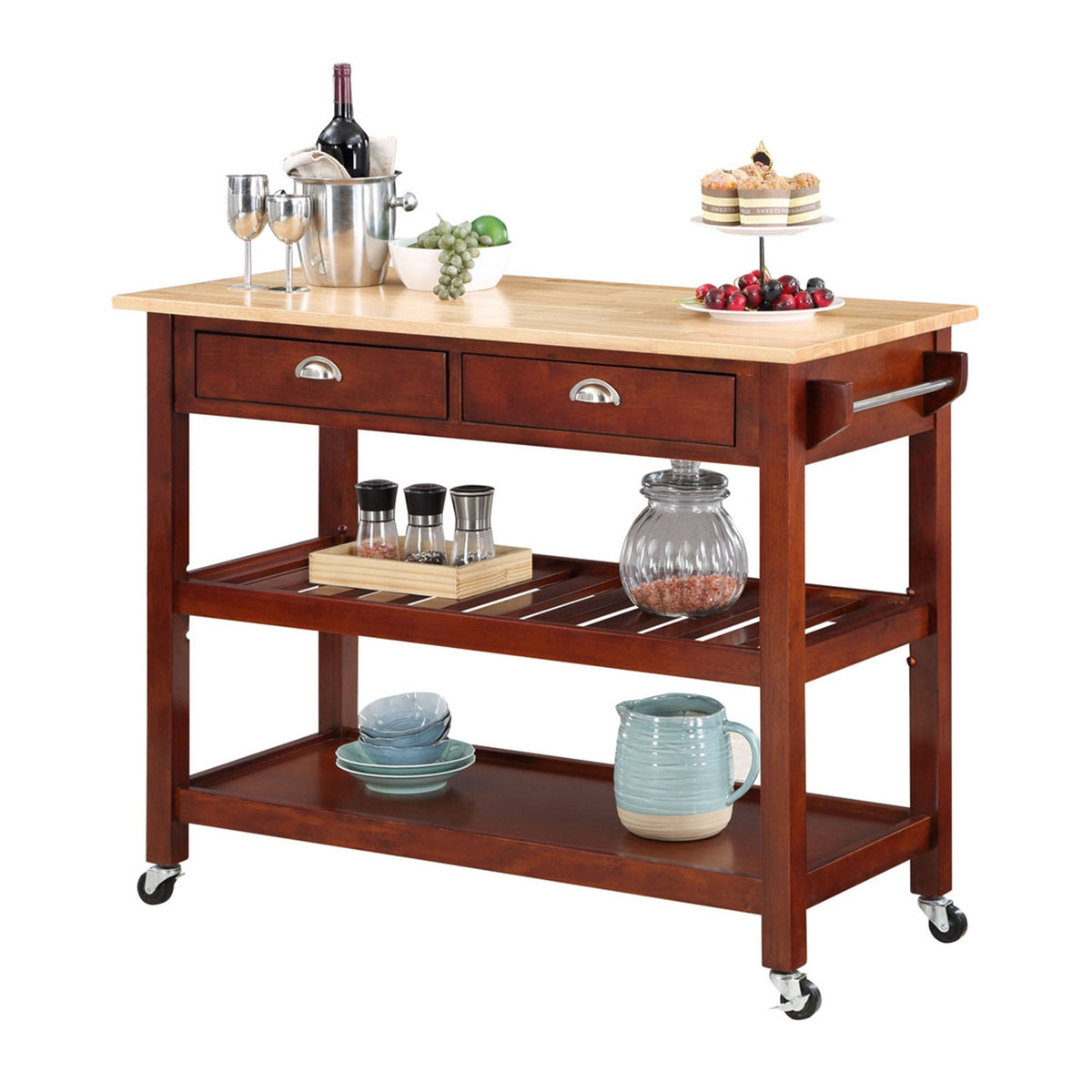 3 Tier Butcher Block Kitchen Cart with Drawers C261