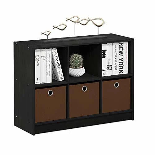 Americano Medium Brown 3x2 Bookcase Storage with Bins O420960