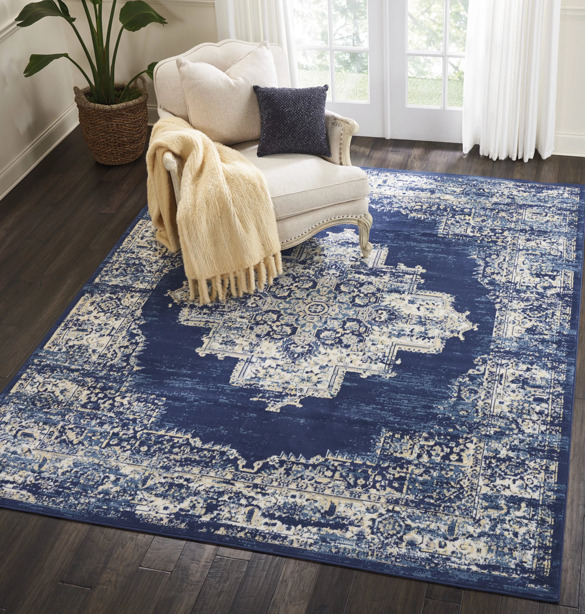 Navy Blue 7'10" x 9'10" Area Rug L142586