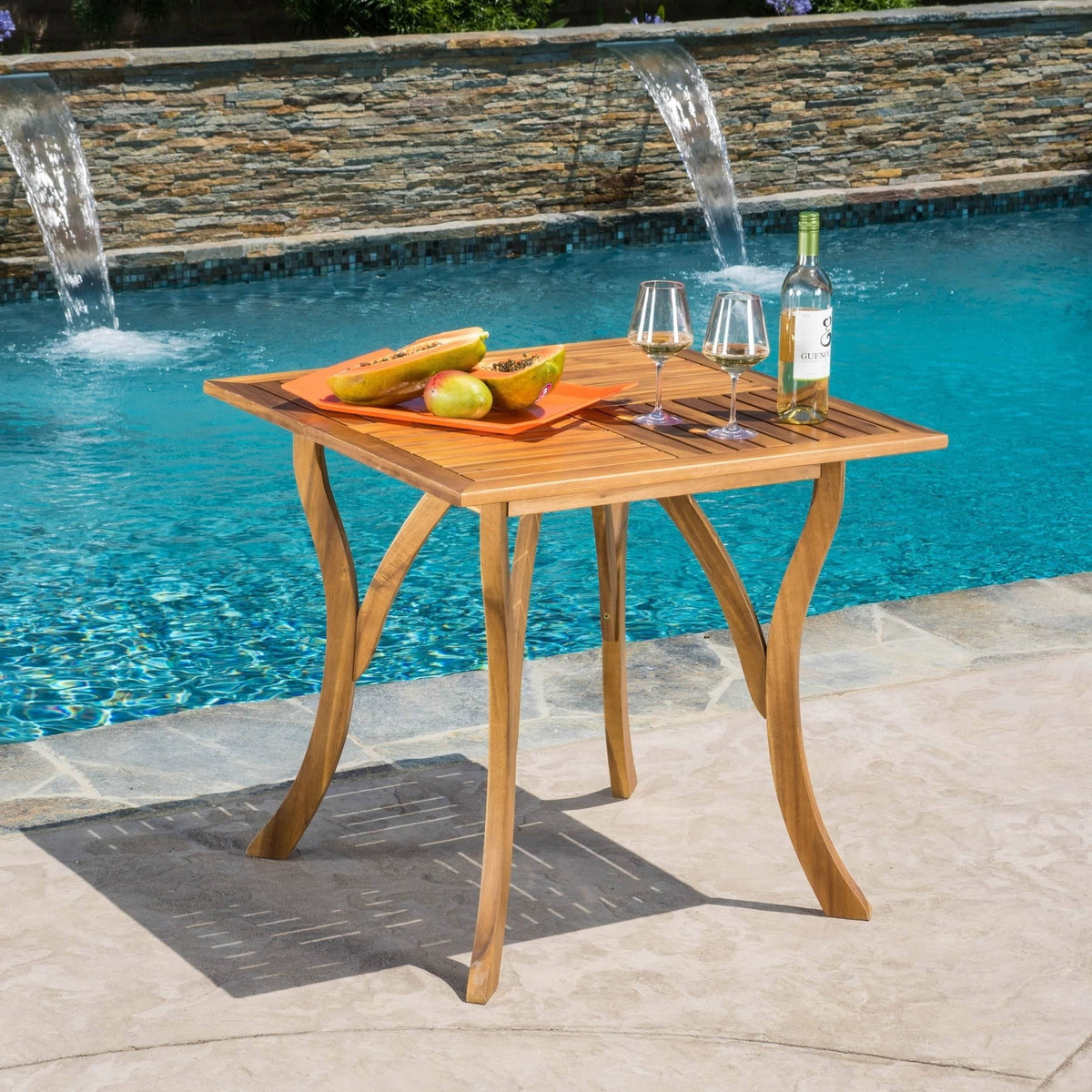 Gray Acacia Wood Square Dining Table K78811