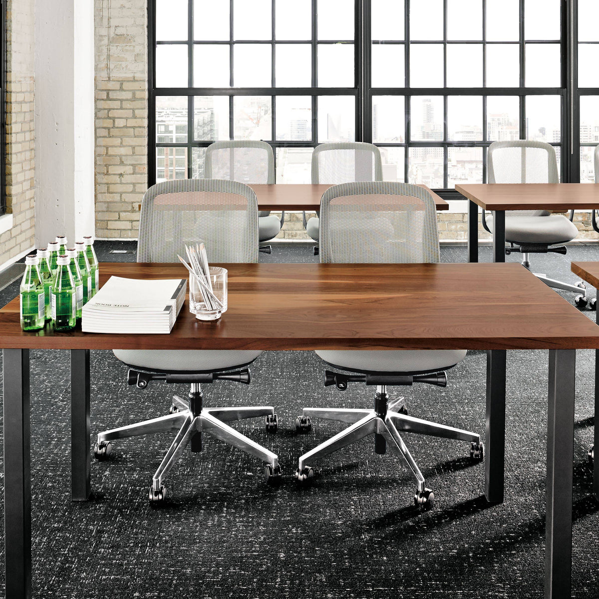 Maple Top Square Table with Graphite Base W9551