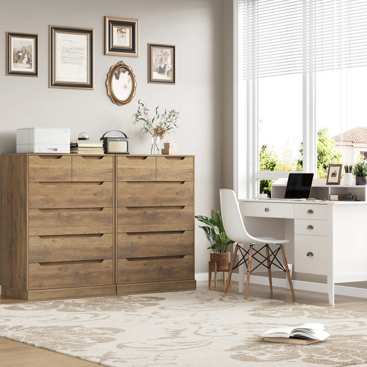 White 6 Drawer Wood Dresser Y62728