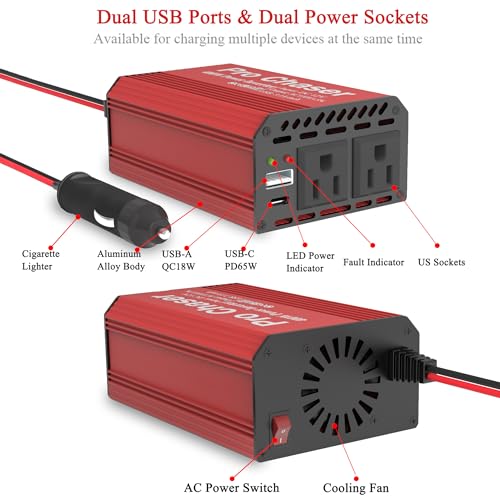 400W Power Inverters DC 12v to 110v AC U44153