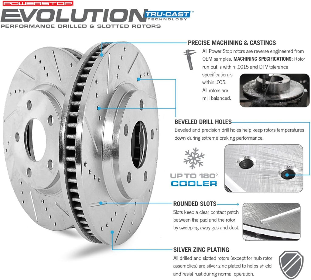 Front and Rear Carbon Fiber Brake Pads with Drilled & Slotted Brake Rotors Kit M8041