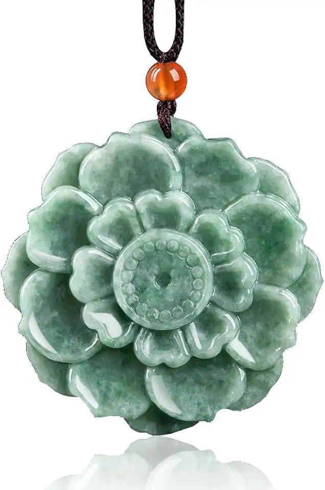 Jade Lotus Flower Pendant Necklace C62123