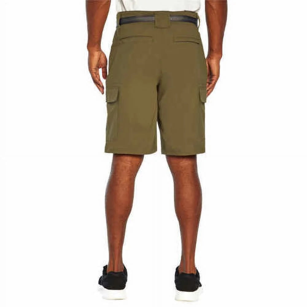 Men's Stretch Cargo Short with Adjustable Belt, Olive Night, 38 U57720