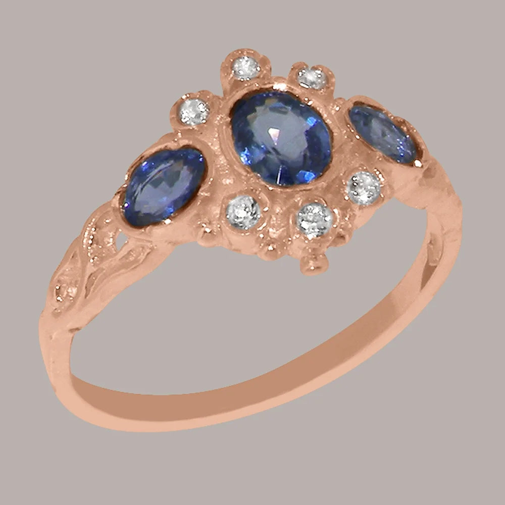 9k Rose Gold Natural Sapphire & Diamond Ring W924896