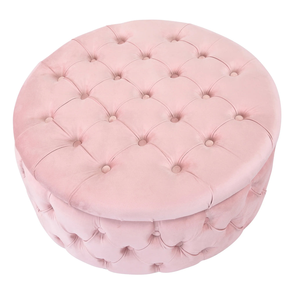 Pink Velvet Tufted Storage Ottoman F8348