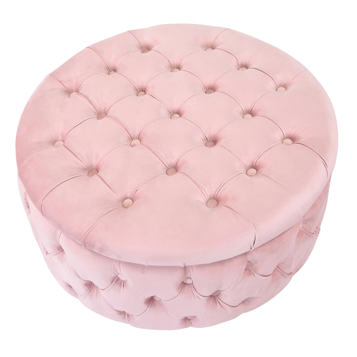 Pink Velvet Tufted Storage Ottoman F8348