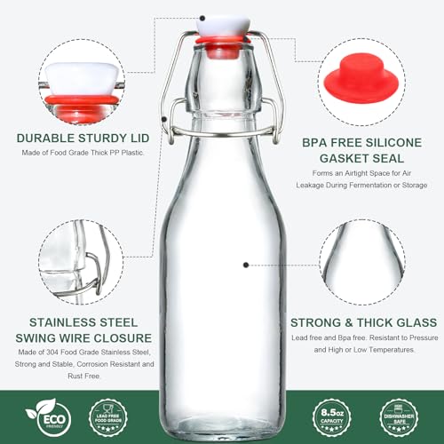 8 Pack 8.5oz Flip Top Glass Bottles L9407
