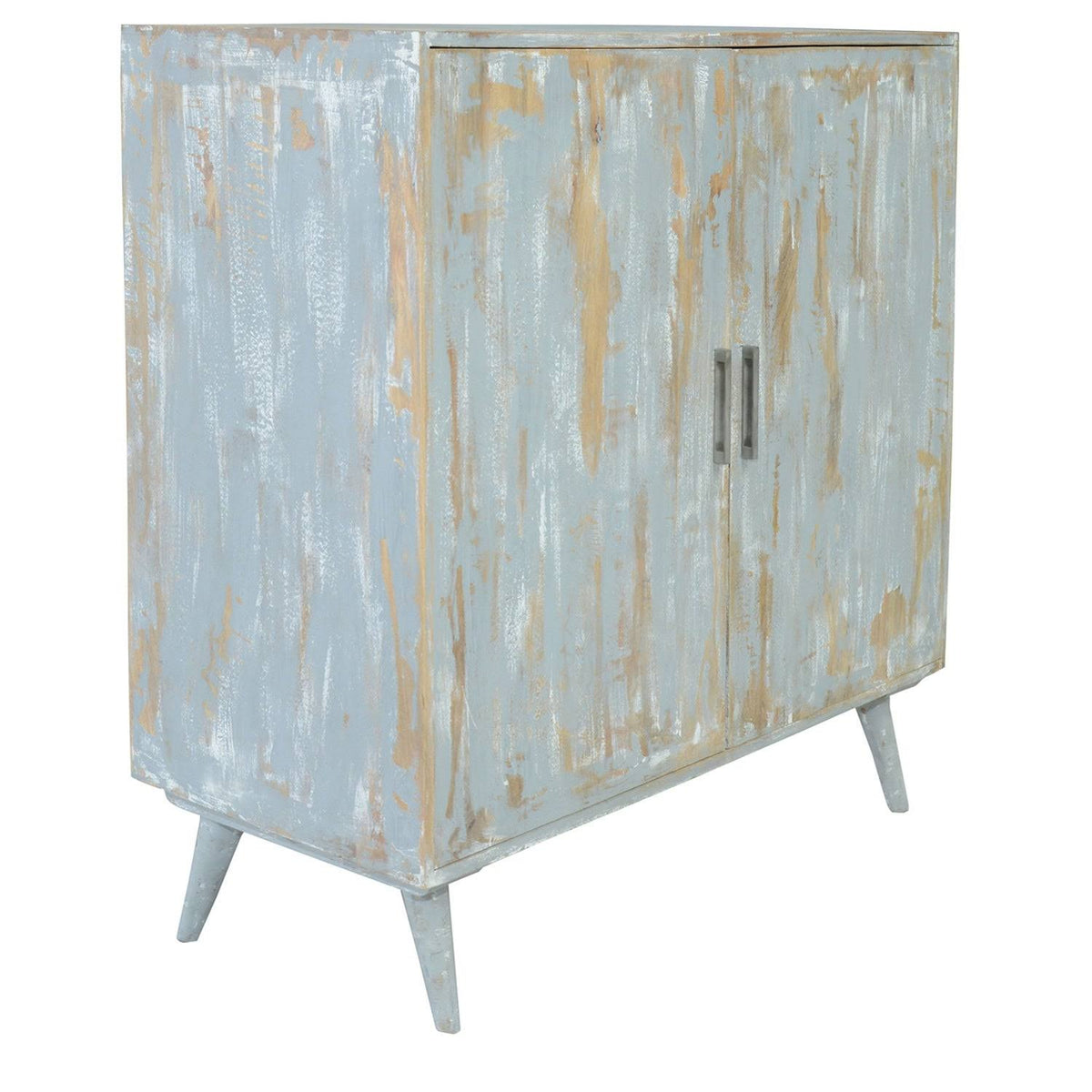 2 Door Mango Wood Cabinet Grey Finish H6846