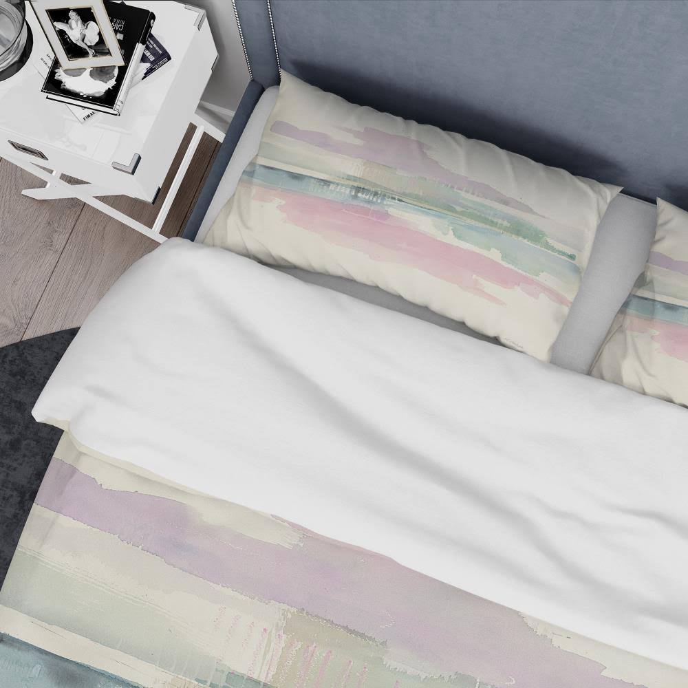 Pink Geometric Bedding Set Twin Duvet Cover with Sham L310