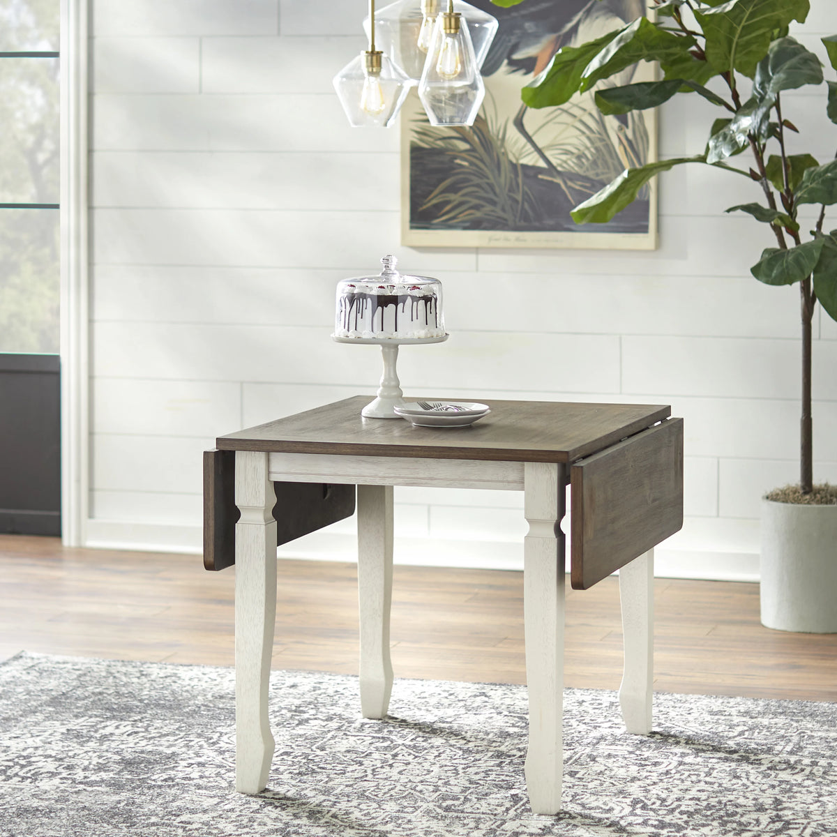 50 x 36 x 30 Walnut Antique White Square Dining Table G705