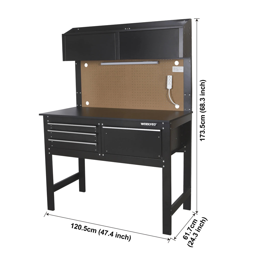 48-inch Steel Wood Workbench and Cabinet Combo F1906
